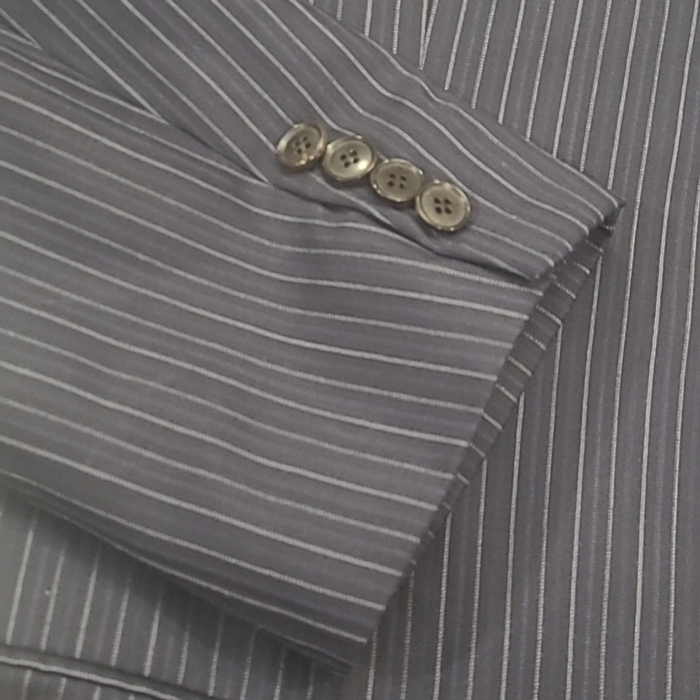 Hugo Boss 46R Wool Blazer Sport Coat Jacket Striped Navy & black 2 Buttons Long - Picture 5 of 9
